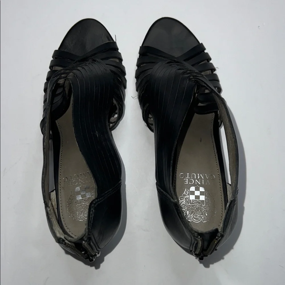 Vince Camuto Black Strappy Wedges size 6.5 - Picture 6 of 8